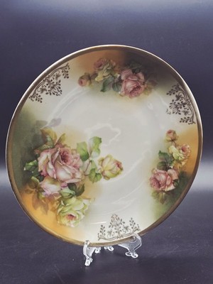 Pink Rose Pattern Plate, 9-1/2'' Carlsbad Austria Collectors Plate Decorative Hom