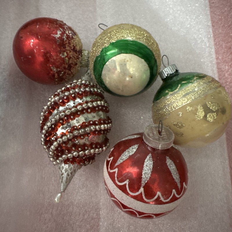 Lot Of Vintage Ornaments Shiny Brite W. Germany  Sequins