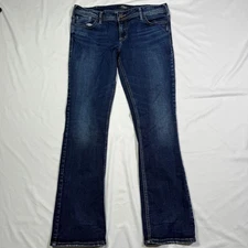 Silver Jeans Elyse Slim Boot Dark Wash Denim Jeans W34 L32 FLAW Small Hole