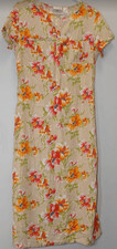 Vtg y2k Liz womens size 12 maxi dress Hawaiian floral Coastal tan green rayon