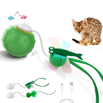 Interactive Cat Ball Toy, Fast Moving Cat Toys for Indoor Cats-with Dragonfly...