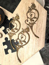 fronton bronze tête chimère diable corne sabot support ancien de globe NIII XIX