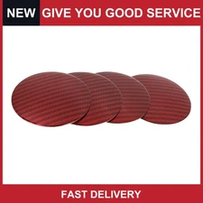 Universal 65mm Wheel Center Hub Cap Sticker Red Carbon Fiber Pattern Pack of 4