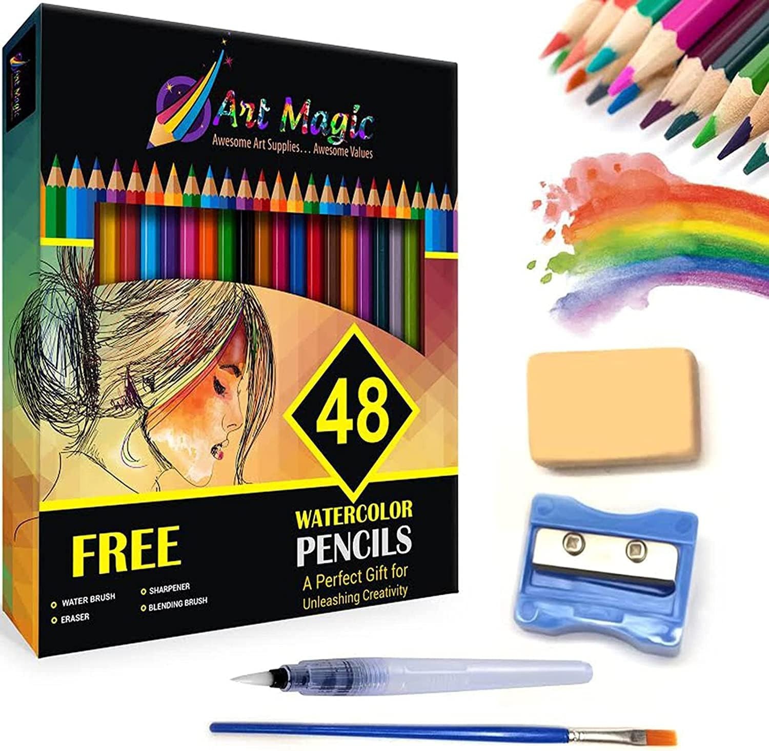 , Set Of 48 Professional Colored Pencils For Adul...
