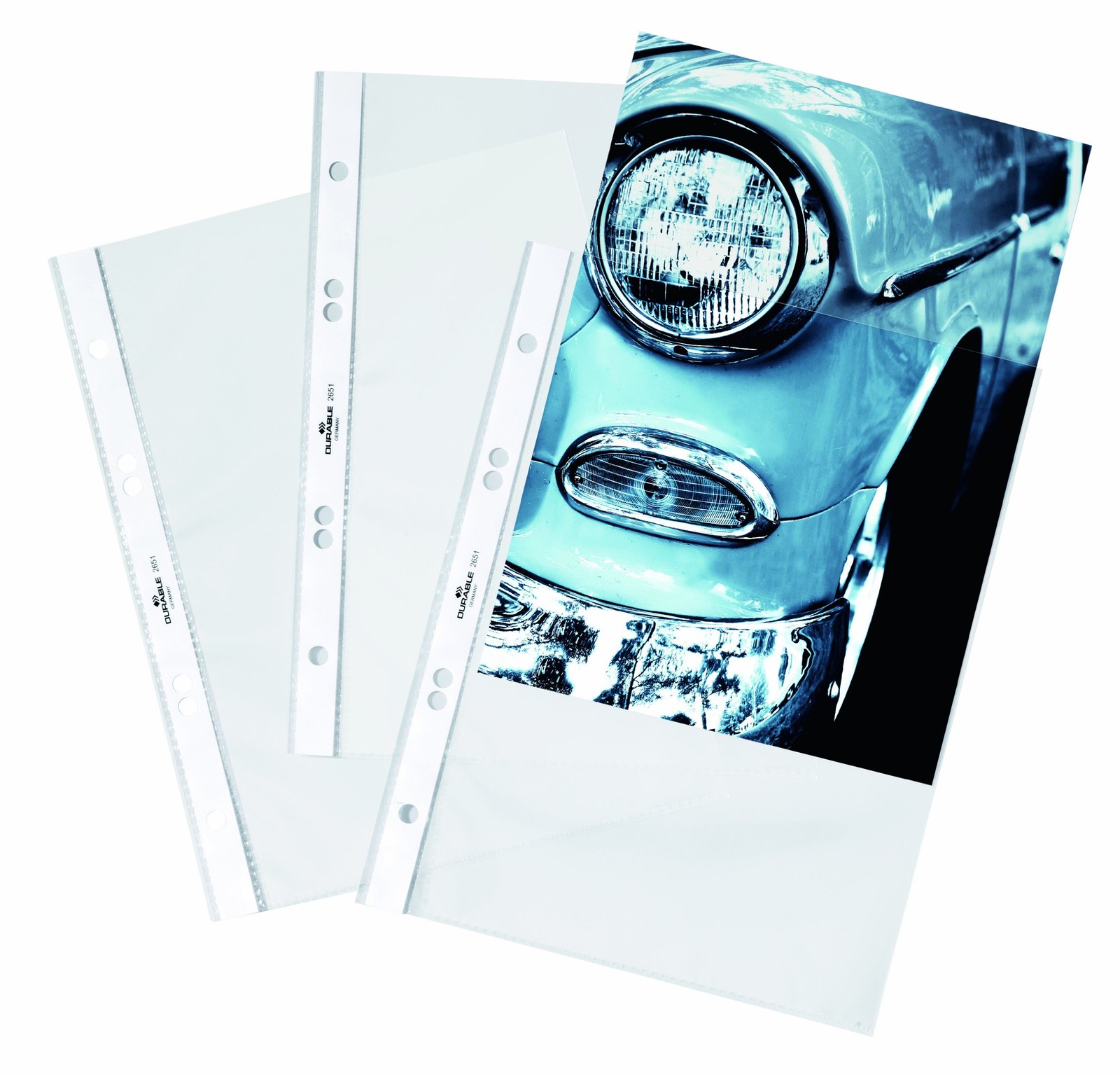 Durable Transparent Punched Pocket A5 Portrait   Punched Document Wallet with Th