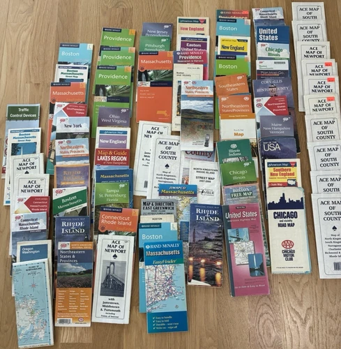Lot of 78  Vintage USA Road Maps - New England, Oregon, Chicago, Tamps,USA, etc. image 2