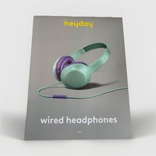heyday Wired Headphones Green Purple 3.5mm Jack In-Line Control On-Cable Mic