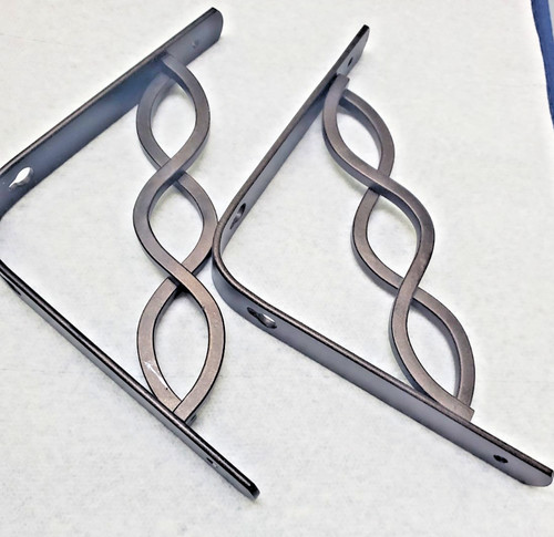 2 (1 Pair) Rubbermaid Bronze 6" Celtic Scroll Metal Shelf Brackets Pre-owned