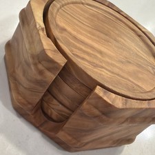 Vintage Exotic Hardwood Coaster Set of 6 w/ O...