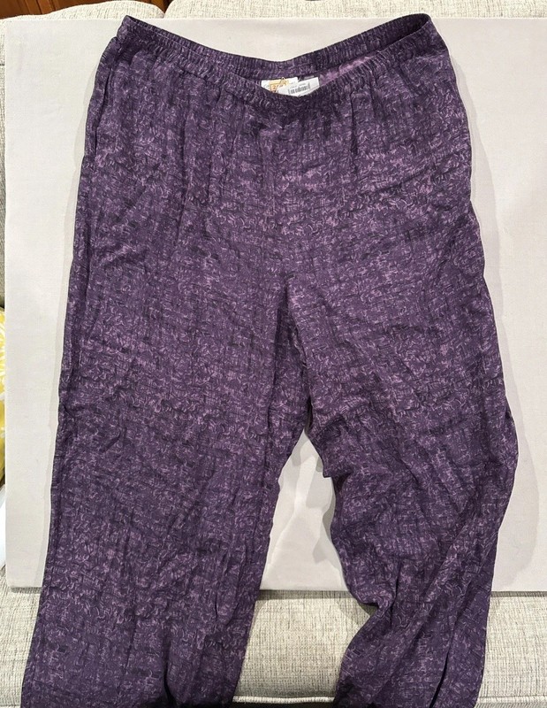 Coldwater Creek pants Women's pull on drawstring Elastic Waist Purple  XL