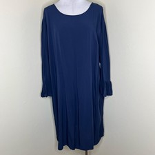 Old Navy Shift Dress Xxl Lost At Sea Navy Long Sleeve Ruffle Minimalist Casual