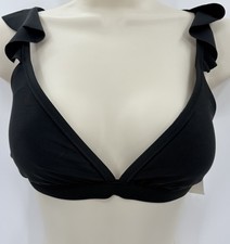 NWT J. Crew Ruffle Shoulder V-Neck Bikini Top Small Black BG227