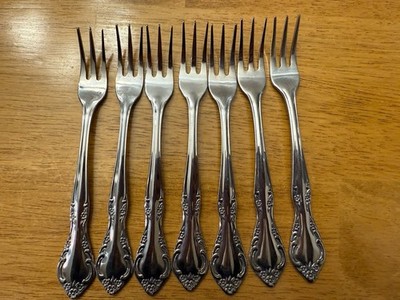 Vintage Seafood Cocktail Appetizer Oyster Forks Set Of 7 Estia CASCADE Stainless