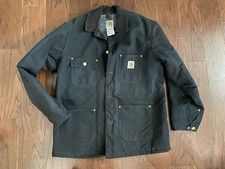 Carhartt Mens Black USA Blanket Lined Full Chore Coat 40 Grunge Vintage
