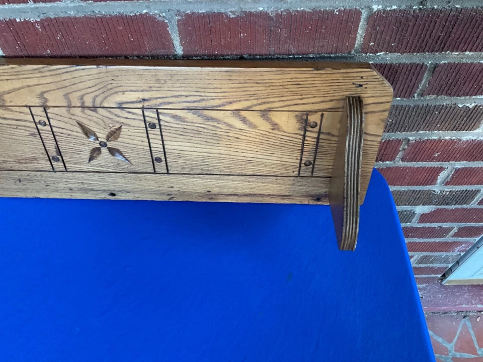 Antique Chestnut Crown Pediment Backsplash Shelf - Image 3 of 4