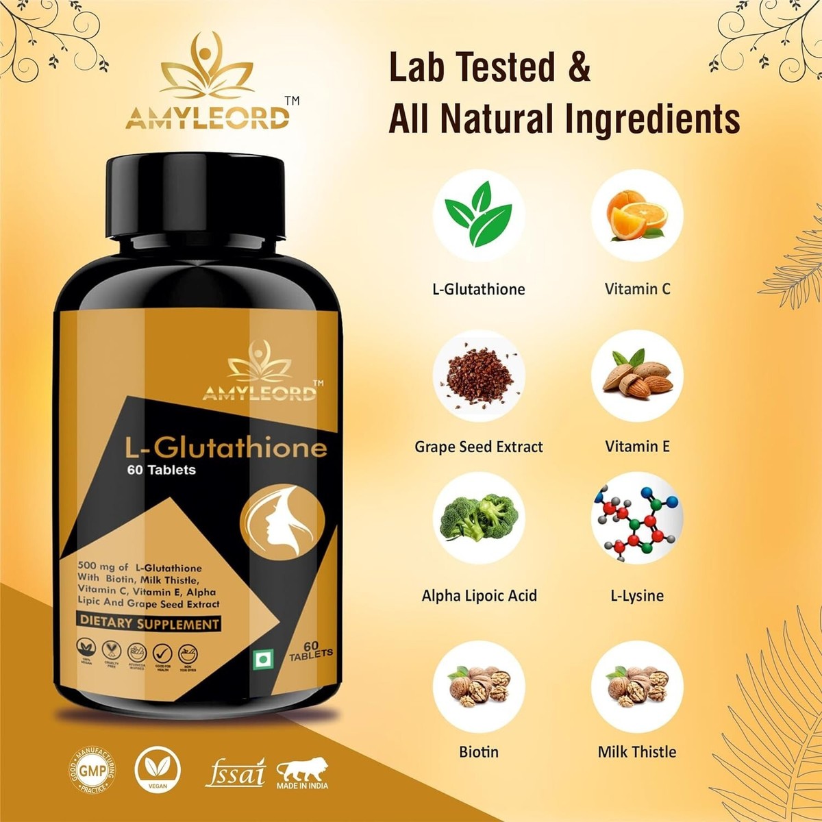 l-lysine glutathione 500 mg Beautywise Dual Action Skin Brilliance