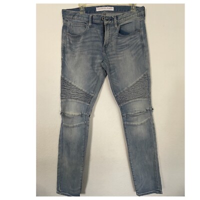Express Alec Skinny Fit Stretch Moto Jeans Mens Size 32x32 Blue