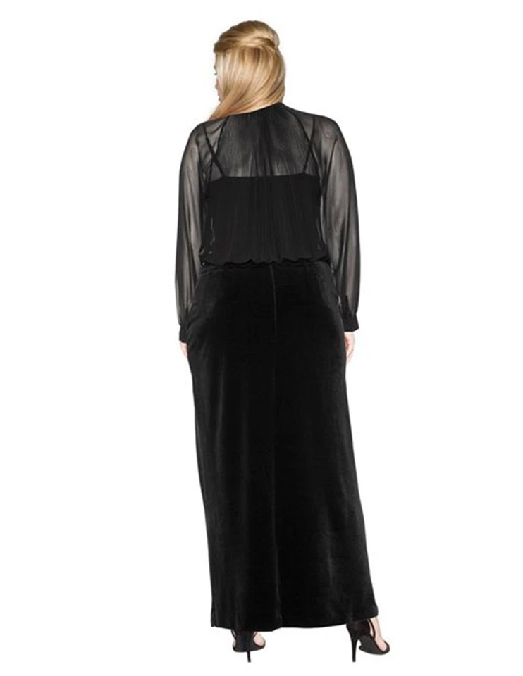 Long Black Crush Velvet Skirts Gothic Hints 38 Inch Length Womens Plus Size - Image 4 of 4