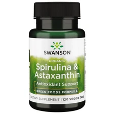 Swanson Organic Spirulina & Astaxanthin 120 Veggie Tablets-
