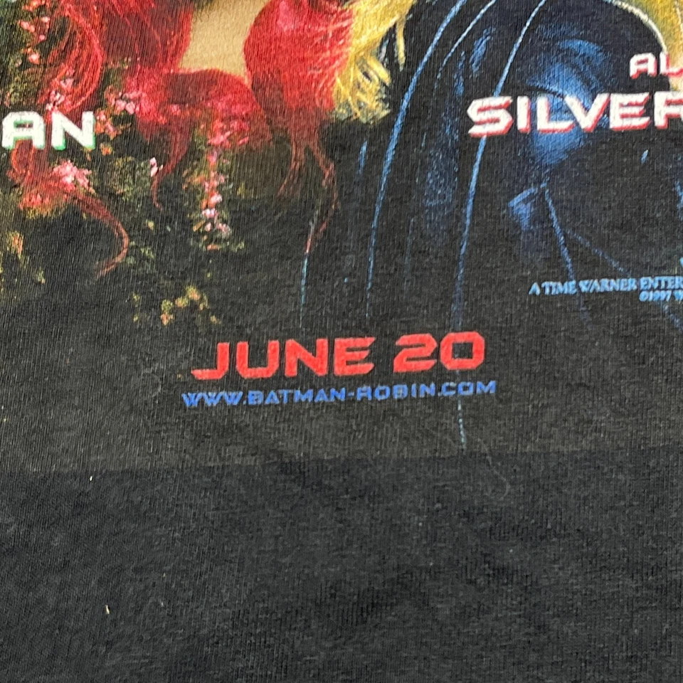 Camiseta Promocional Película Batman & Robin Años 90 De Colección Para Hombres Lg Puntada Única DC Comics Foto 3 de 4