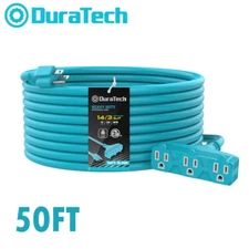 DuraTech 50ft Heavy Duty Extension Cord 14/3 SJTW 15 A 3 Prong Power Strip Cords
