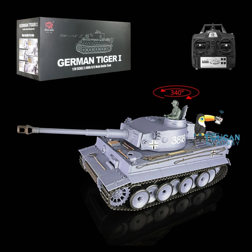 Henglong 1/16 7.0 Plastic German Tiger I 3818 Remote Control IR BB RTR Tank Smog - Image 2 of 4