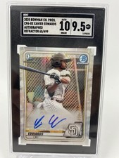 Xavier Edwards 2020 Bowman Chrome Refractor Auto  /499 Marlins SGC 9.5/10