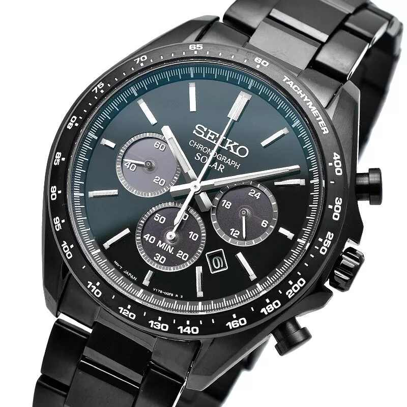 SEIKO SELECTION SBPY169 Solar Chronograph Watch All Black Men's