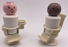 Fisher Price 1970s 4 pc Set Little People DOCTOR DENTIST & 2 CHAIRS