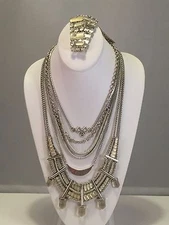 Lucky Brand Quartz Accent Multi-Layer Drama Necklace and Bracelet NWT *Authentic