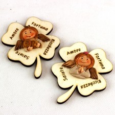 26106 Bomboniere Calamita Magnete Quadrifoglio Portafortuna Angelo Angioletto Pu