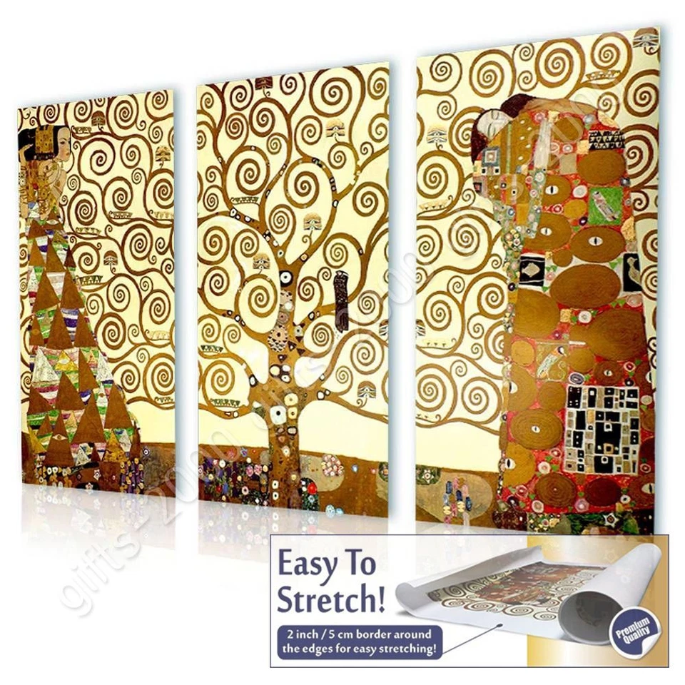 Tree Of Life by Gustav Klimt | Canvas (Rolled) | 3 Panels Wall art artwork HD - Image 2 of 4