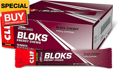 CLIF BLOKS  Black Cherry Flavor with Caffeine Energy Chews  Non-Gmo - Plant Base