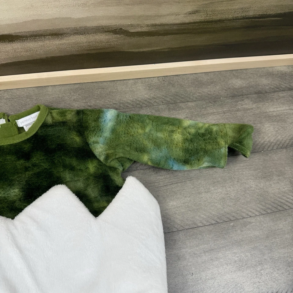 Pottery Barn Kids 婴儿 T-Rex 鸡蛋万圣节服装 0-6 个月绿色无头饰 OB — 第 4/4 张图片