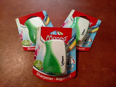 Maped Vertical Covered 2-Hole Pencil Sharpener Double-Hole Standard & Maxi Sizes