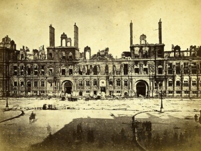 Belagerung von Paris Kommune Ruinen Rathaus Fassade altes Liebert Foto 1871