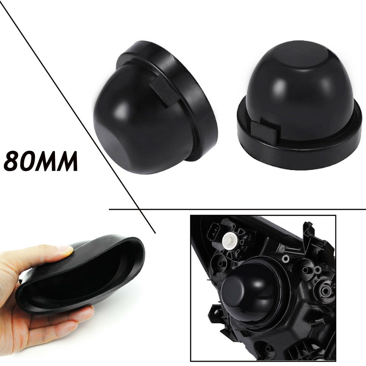 KOOMTOOM 75 mm rubberen behuizing afdichtkap Stofkap voor koplamp Installatie Conversiekit Retrofit, koplamp stofkap voor led-conversiekit, pakket van 2