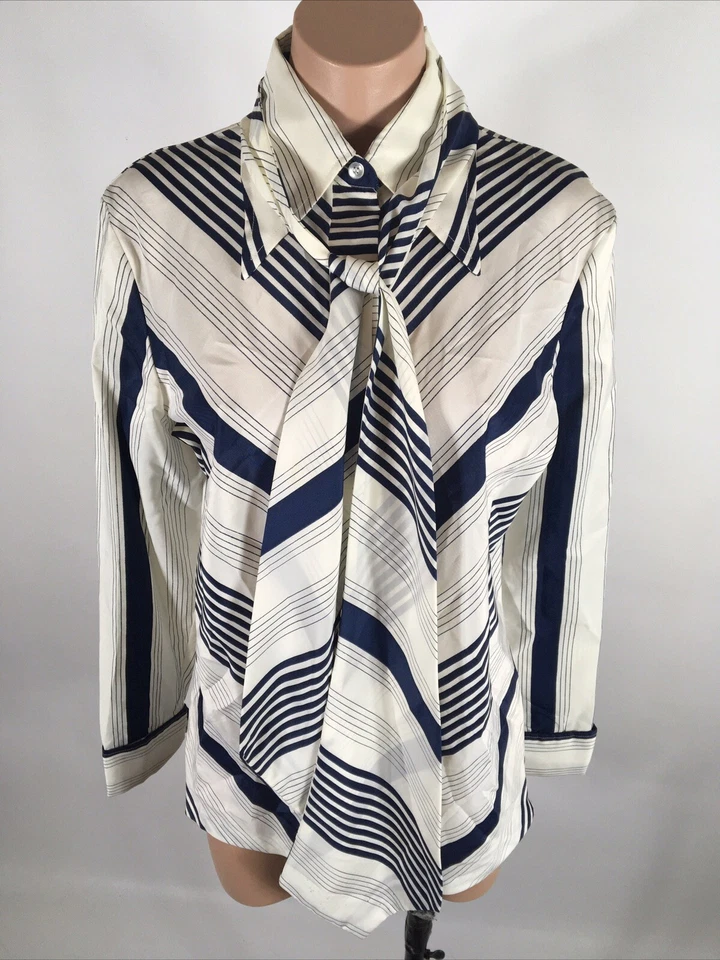 Blusa Camisa Vintage Años 60 Donnkenny Cuello Punta Rayas 15/16 PLUS Sauce Coño Foto 3 de 4