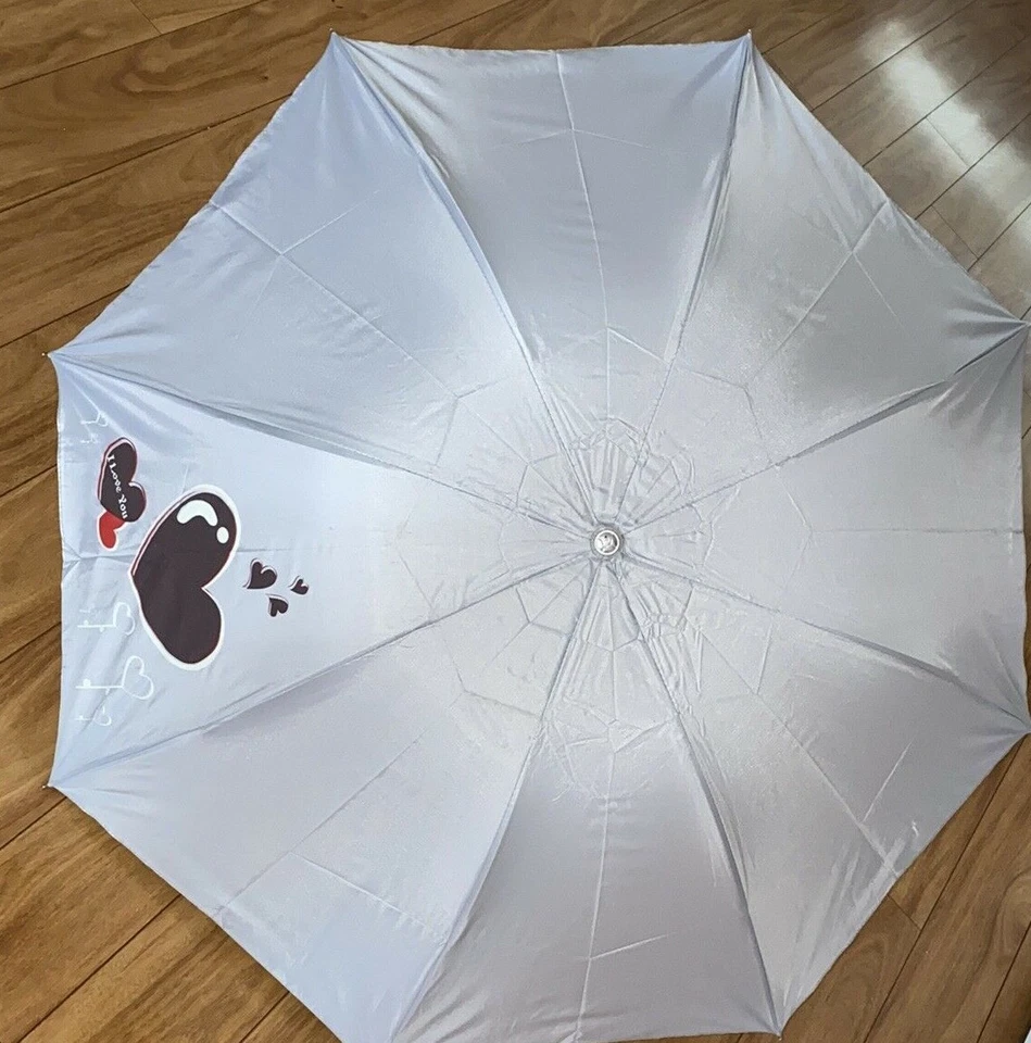 Paraguas para botella de vino blanco y rojo corazón botella paraguas superior negro Foto 2 de 3