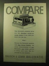 1959 Bausch Lomb Balomatic Slide Projector Ad - Compare
