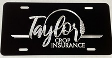 Your Business Logo Engraved Diamond Etched Black Metal License Plate Car Tag
