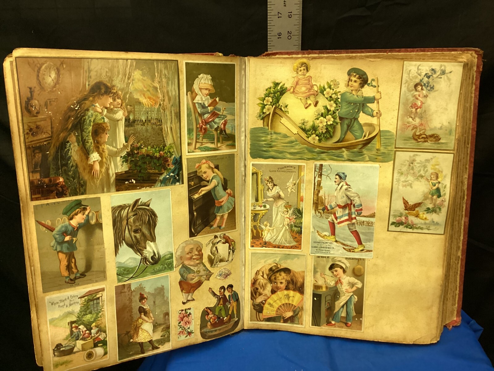 Large Antique Victorian Scrapbook Album Ephemera Die Cut Trading Cards