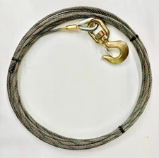 WINCH LINE Rollback 3/8” X 50’ Tow Truck Wrecker Cable EIPS Steel Core W/Swivel