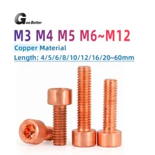 99% Copper Cap Head Screws M3 M4 M5 M6 M8 M10 M12 Hexagon Socket Allen Key Bolts