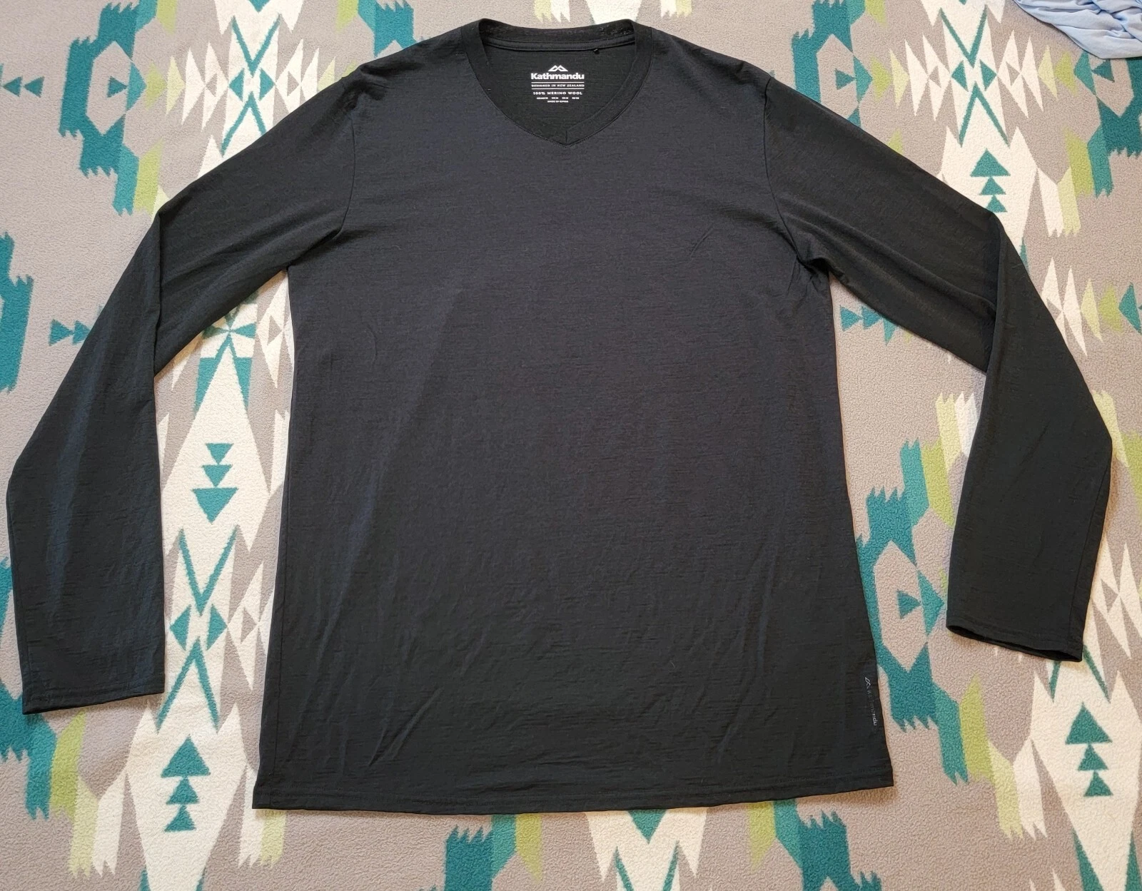 Kathmandu Mens Merino Wool Shirt Baselayer Long Sleeve Medium Ski Hike *READ