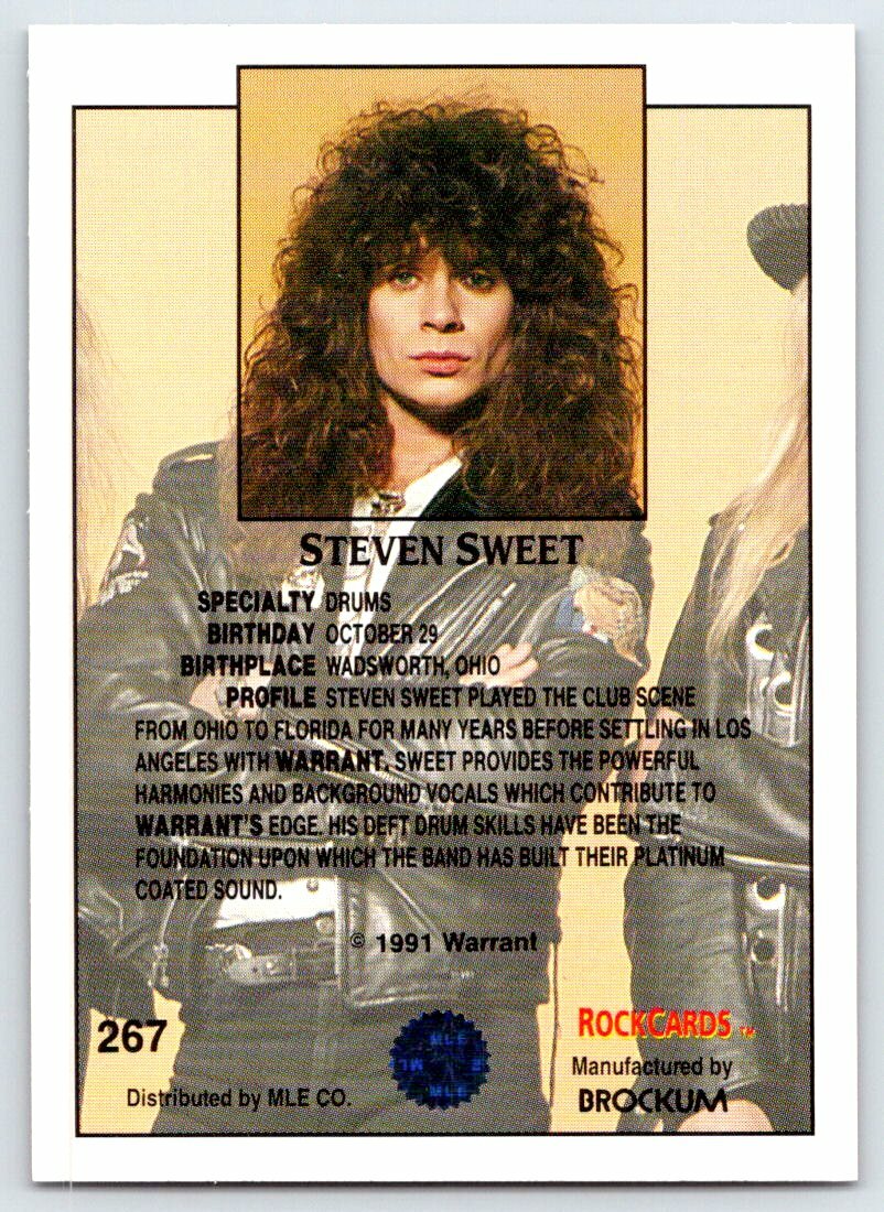 STEVEN SWEET WARRANT Rock Cards Brockum Trading Card B81 | eBay