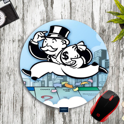 MONOPOLY MAN CUSTOM MOUSE PAD DESK MAT ROUND HOME SCHOOL OFFICE GIFT