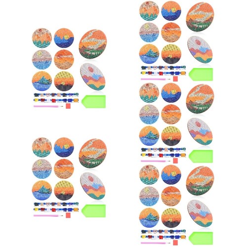 5 Pieces Round Cup Coaster Coasters Painting Kits Beginner Decorative