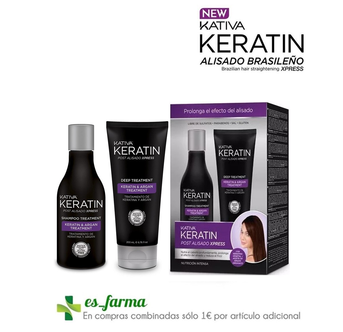 KATIVA KERATIN KIT CHAMPU TRATAMIENTO POST ALISADO BRASILEÑO