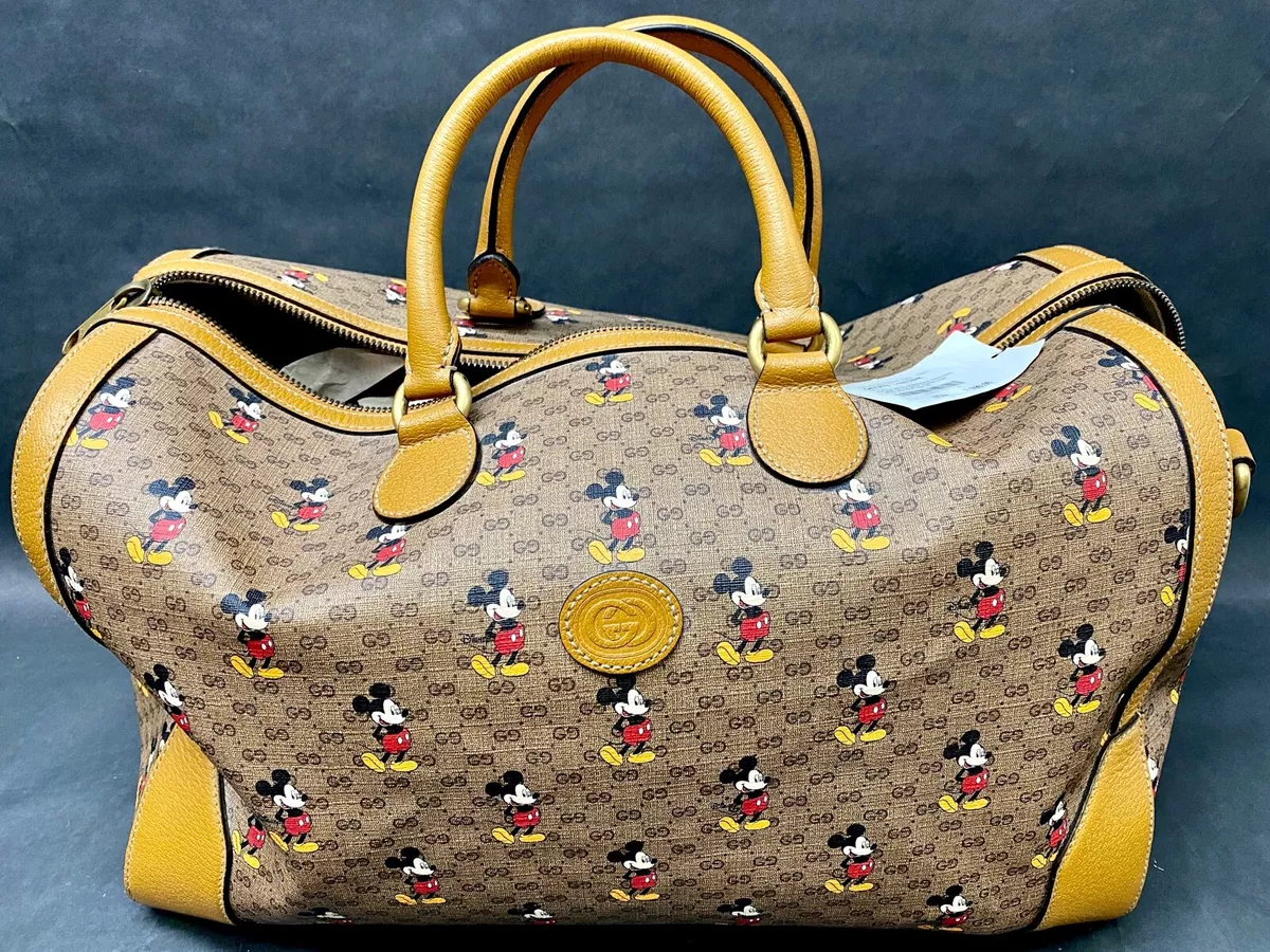 NEW Gucci x Disney Monogram Duffle Travel Bag - Beige/Ebony